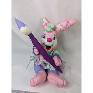 Trendmasters Pink Rabbit Plush Paint Brush 10 Inch 1993 Stuffed Animal Toy